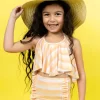 Peachy Stripe | Mini Down in Front Ruffle Bottoms