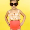 Peachy Stripe | Mini Oversized Ruffle Top