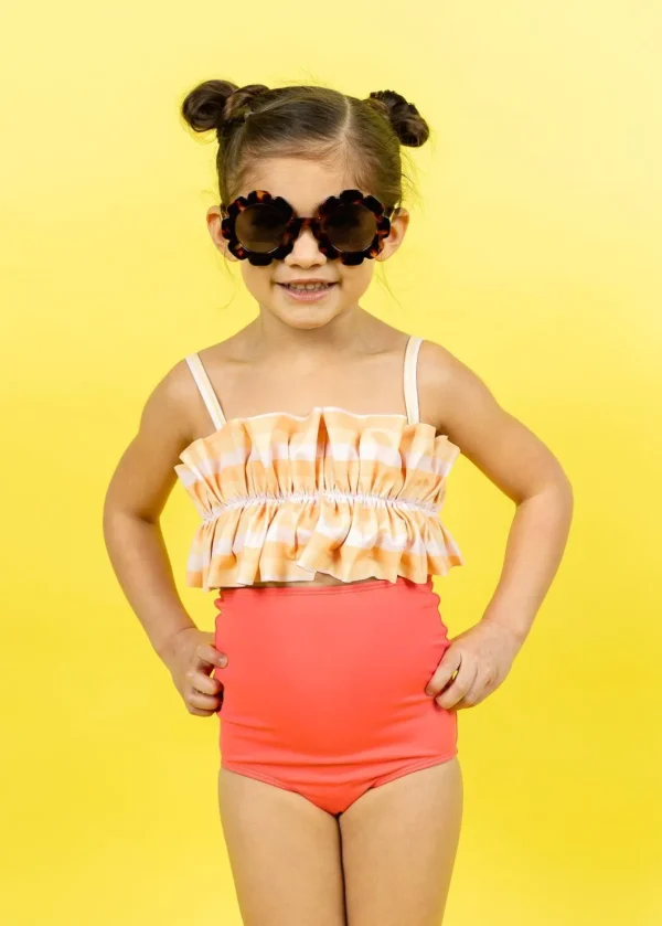 Peachy Stripe | Mini Oversized Ruffle Top