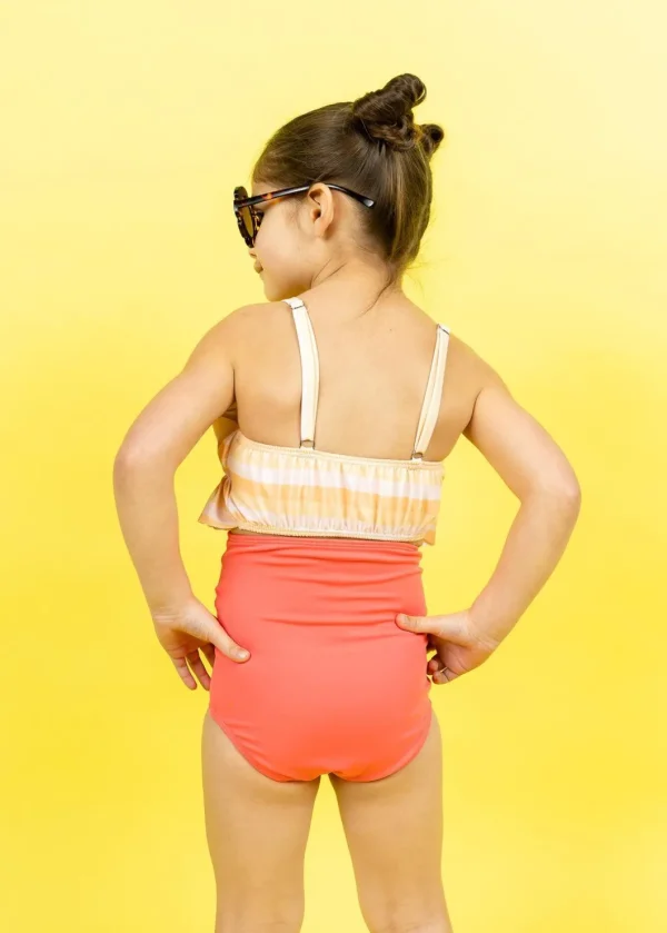 Peachy Stripe | Mini Oversized Ruffle Top
