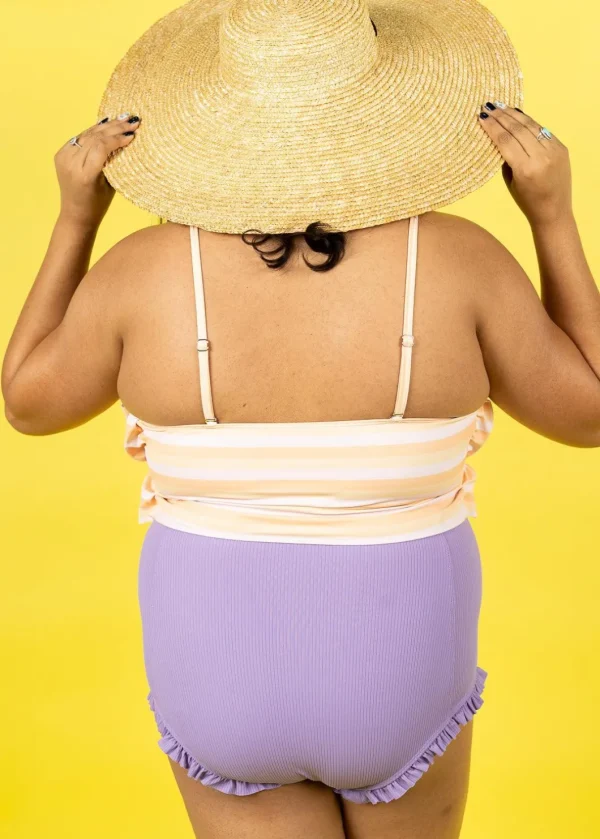 Peachy Stripe | Oversized Ruffle Top