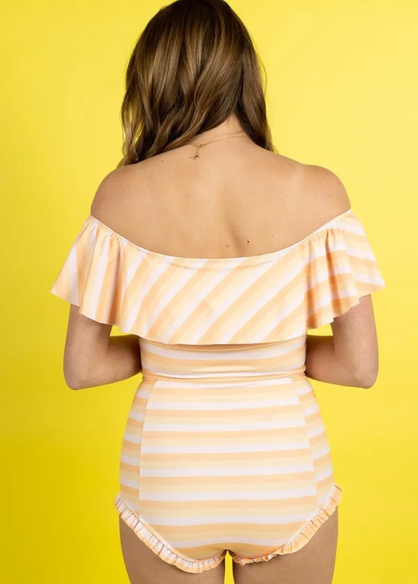Peachy Stripe | Ruffled Around Top