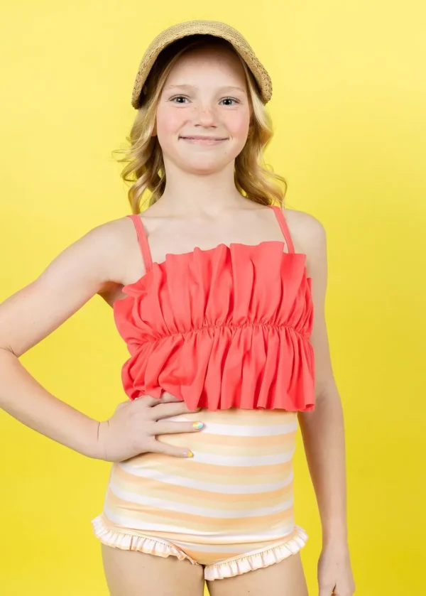Peachy Stripe | Youth All Ruffled Up Bottoms