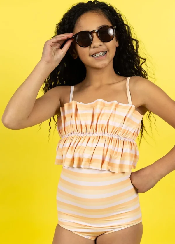 Peachy Stripe | Youth High-Waisted Bottoms