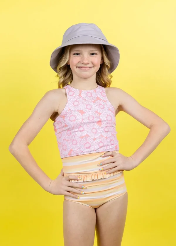 Peachy Stripe | Youth Mid-Ruffle Bottoms