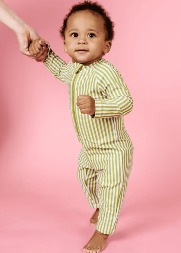 Pear Stripes | Baby Rashguard One-Piece (Unisex)