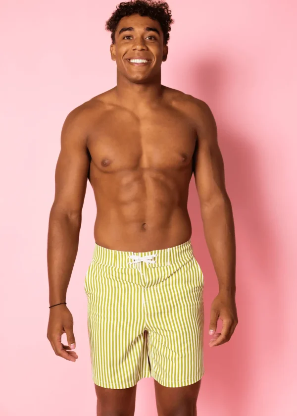 Pear Stripes | Mens Swim Trunks