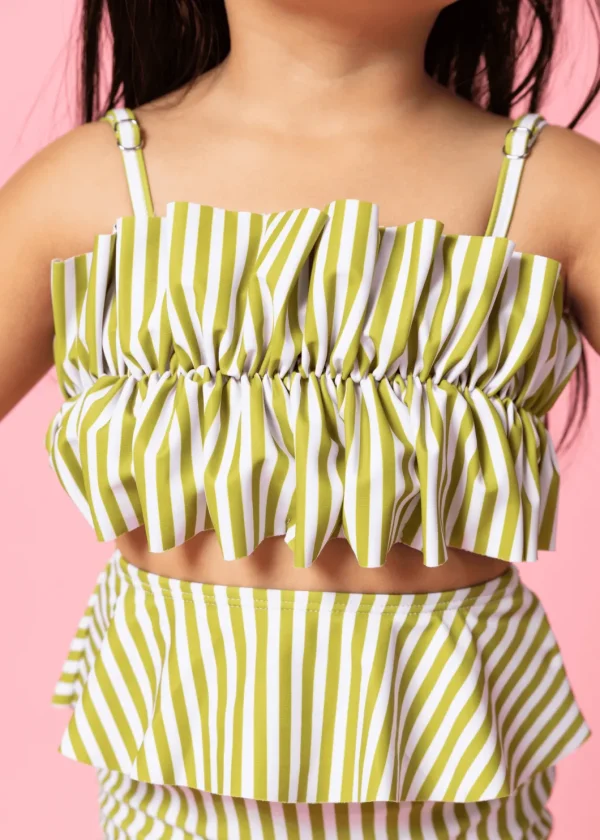 Pear Stripes | Mini Oversized Ruffle Top