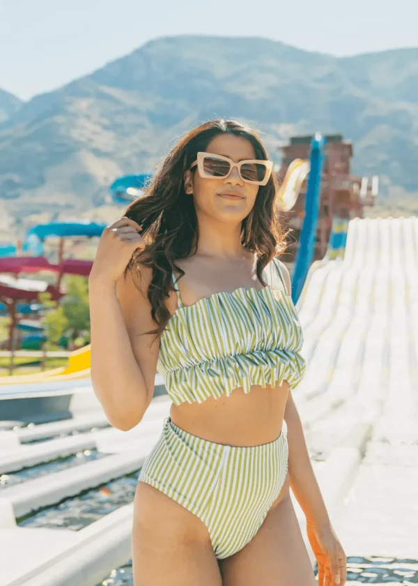 Pear Stripes | Oversized Ruffle Top