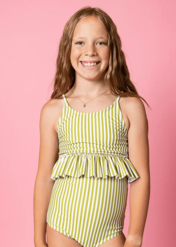 Pear Stripes | Youth Peplum Top