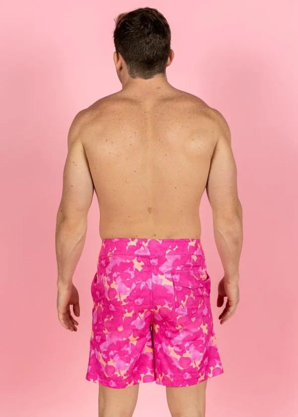 Pink Blooms | Mens Swim Trunks