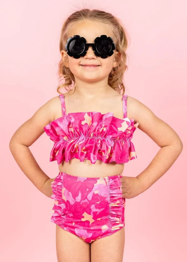 Pink Blooms | Mini Down in Front Ruffle Bottoms