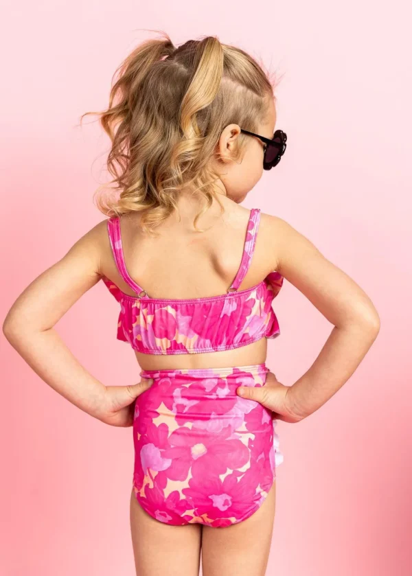Pink Blooms | Mini Down in Front Ruffle Bottoms