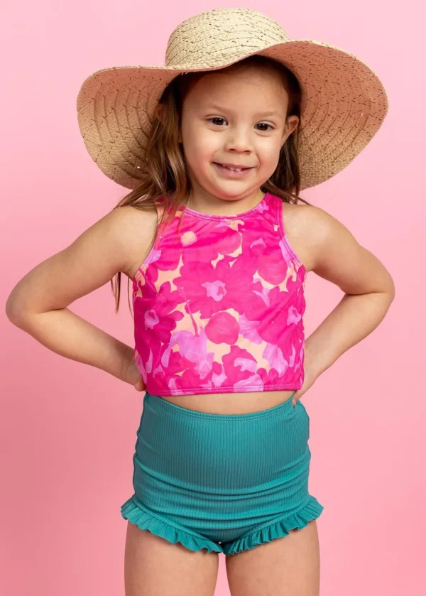Pink Blooms | Mini Racer Back Top