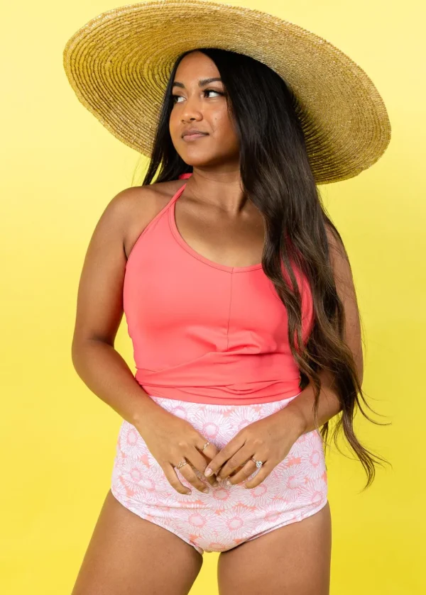 Pink Daisies | Extended High-Waisted Bottoms