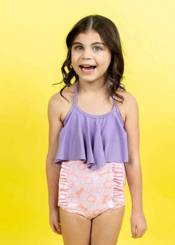 Pink Daisies | Mini Down in Front Ruffle Bottoms