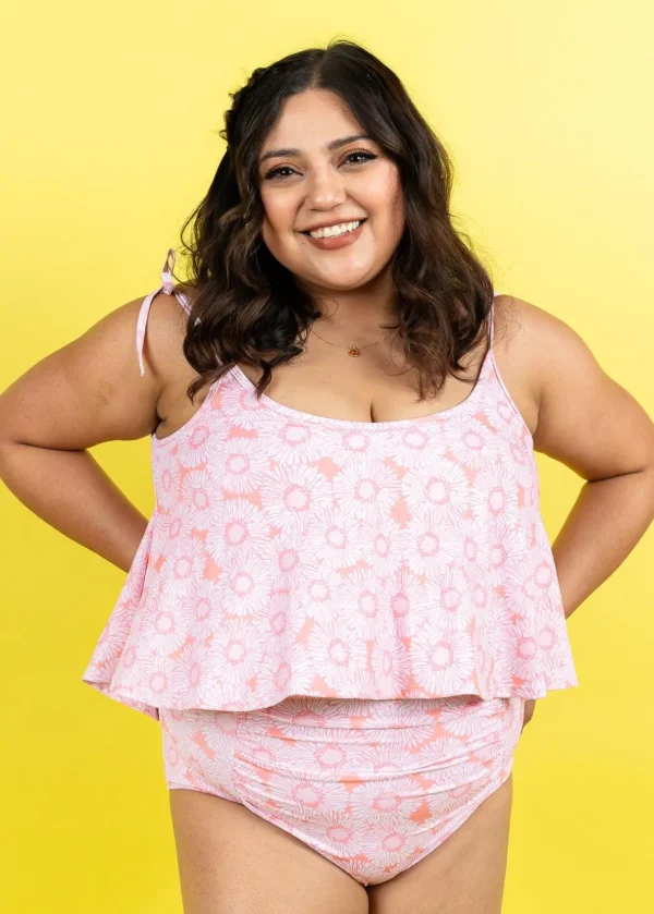 Pink Daisies | Ruched Bottoms 2.0