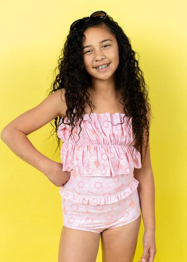 Pink Daisies | Youth Mid-Ruffle Bottoms