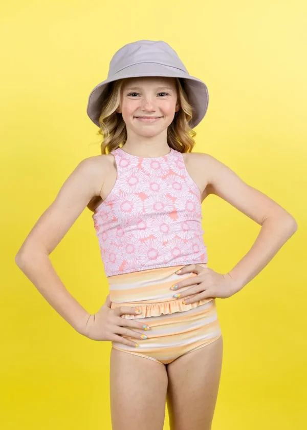 Pink Daisies | Youth Racer Back Top