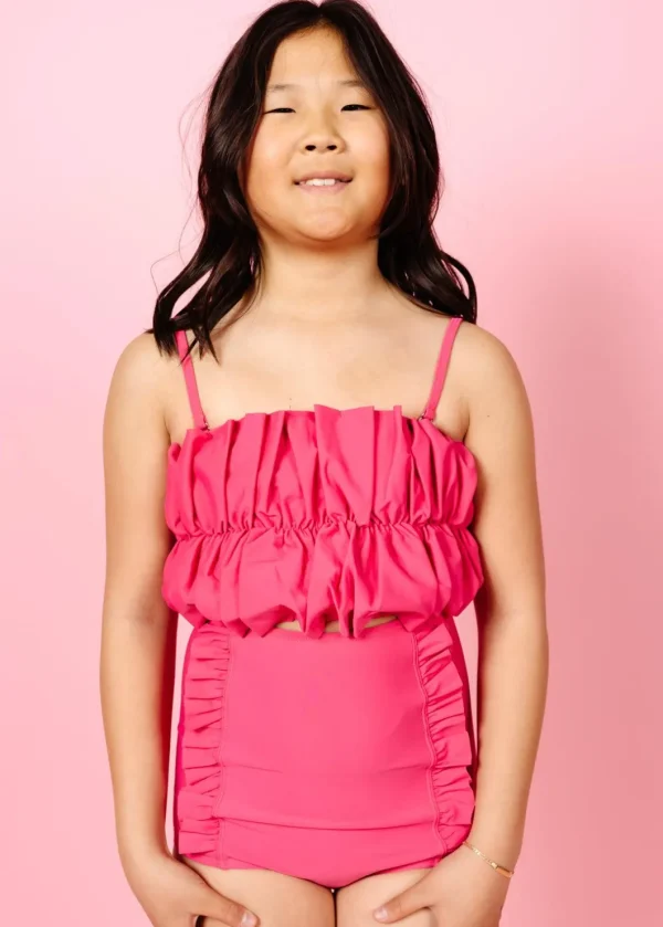 Pink Raspberry | Youth Oversized Ruffle Top