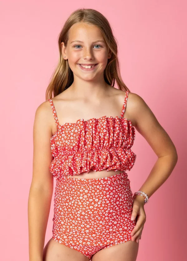 Red Ditsy Floral | Youth High-Waisted Bottoms