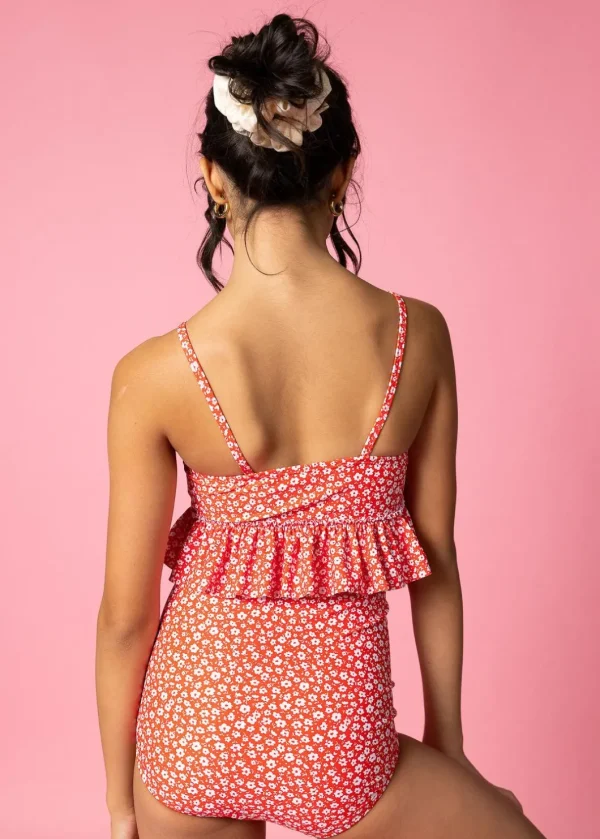 Red Ditsy Floral | Youth Peplum Top