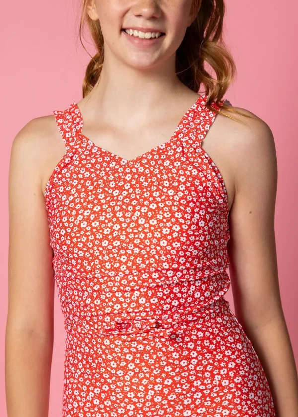 Red Ditsy Floral | Youth Ripple Top