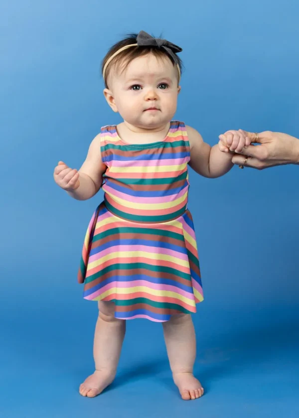 Retro Stripe | Baby Skirted One-Piece