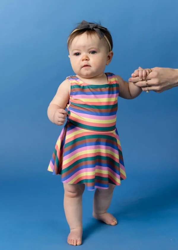Retro Stripe | Baby Skirted One-Piece