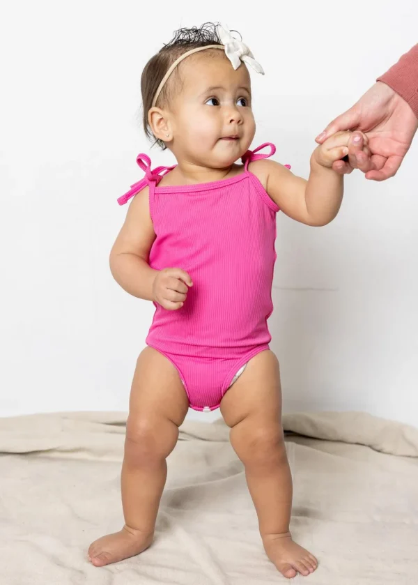 Ribbed Azalea Pink | Baby Simply One-Piece
