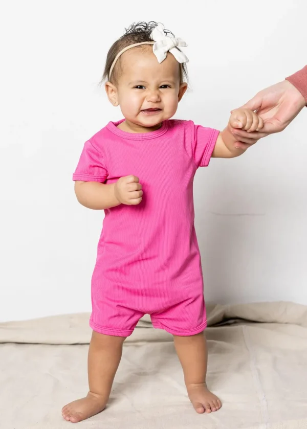 Ribbed Azalea Pink | Baby Shorties Rashguard (Unisex)