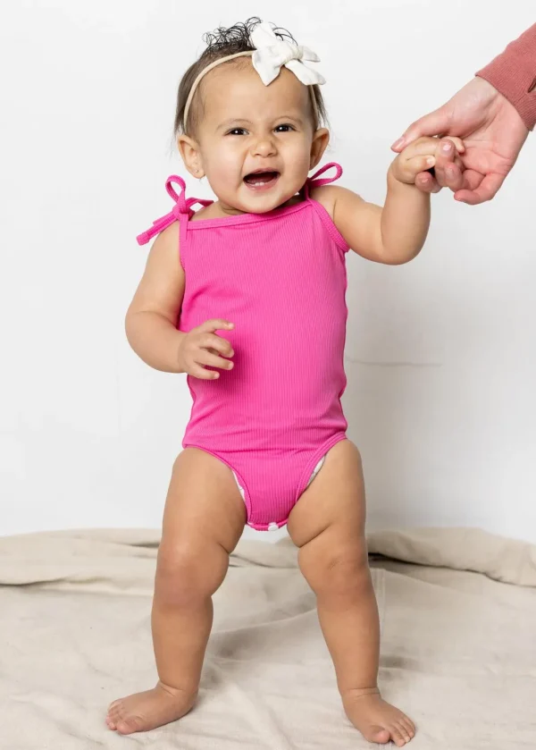 Ribbed Azalea Pink | Baby Simply One-Piece