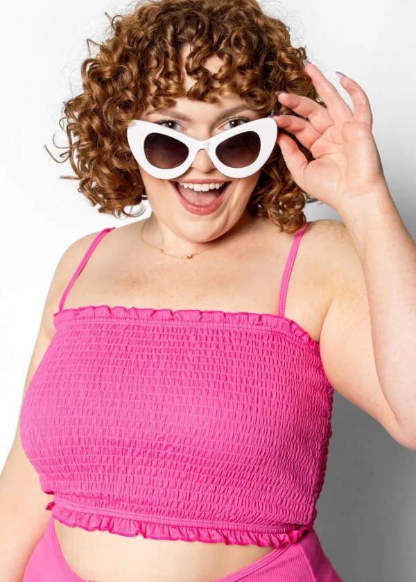 Ribbed Azalea Pink | Bandeau Top
