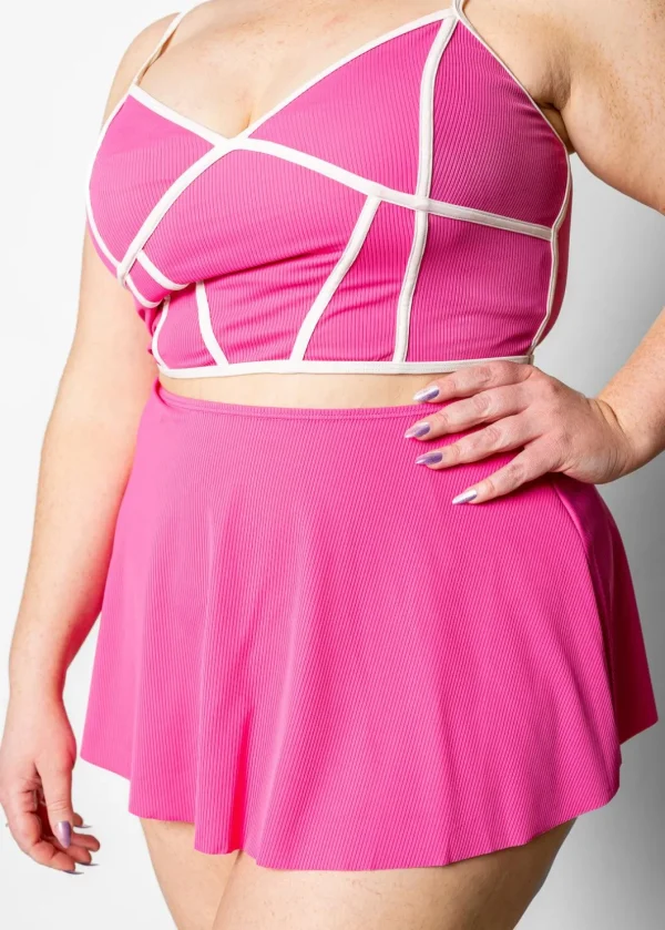 Ribbed Azalea Pink | Detached Short Skirt