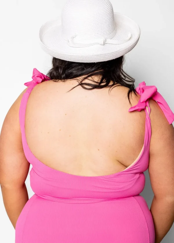 Ribbed Azalea Pink | Knot Top