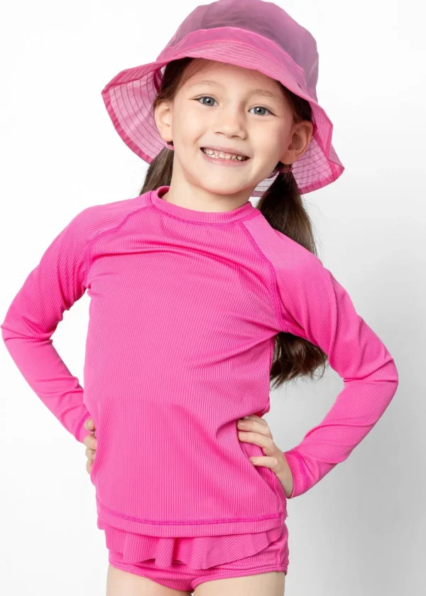 Ribbed Azalea Pink | Mini Rashguard Top (Unisex)