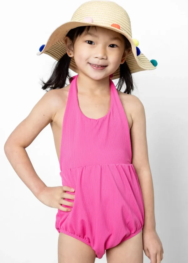 Ribbed Azalea Pink | Mini Romper One-Piece