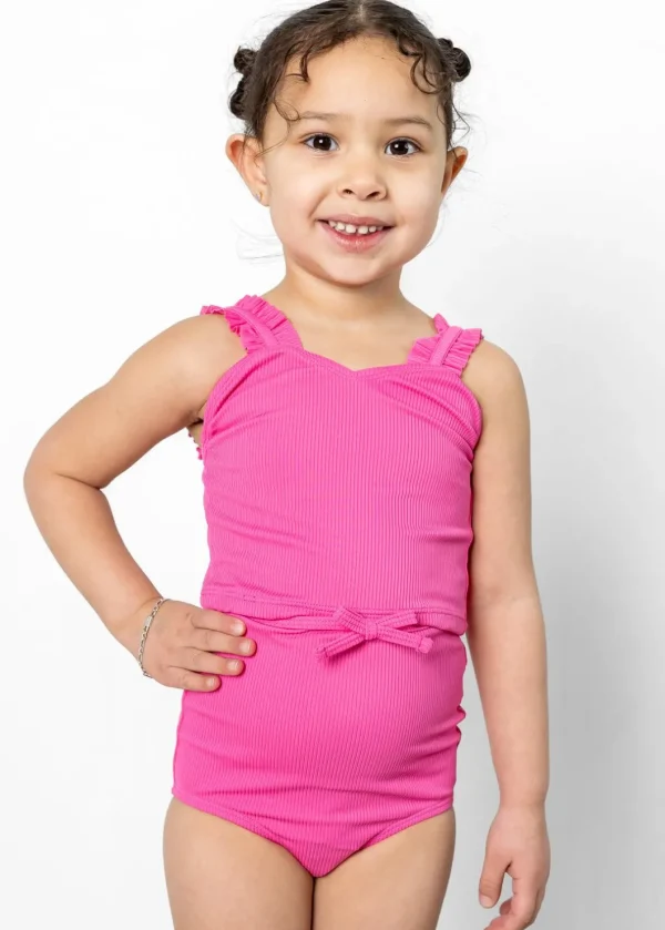 Ribbed Azalea Pink | Mini Bow Bottoms