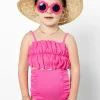 Ribbed Azalea Pink | Mini Down in Front Ruffle Bottoms