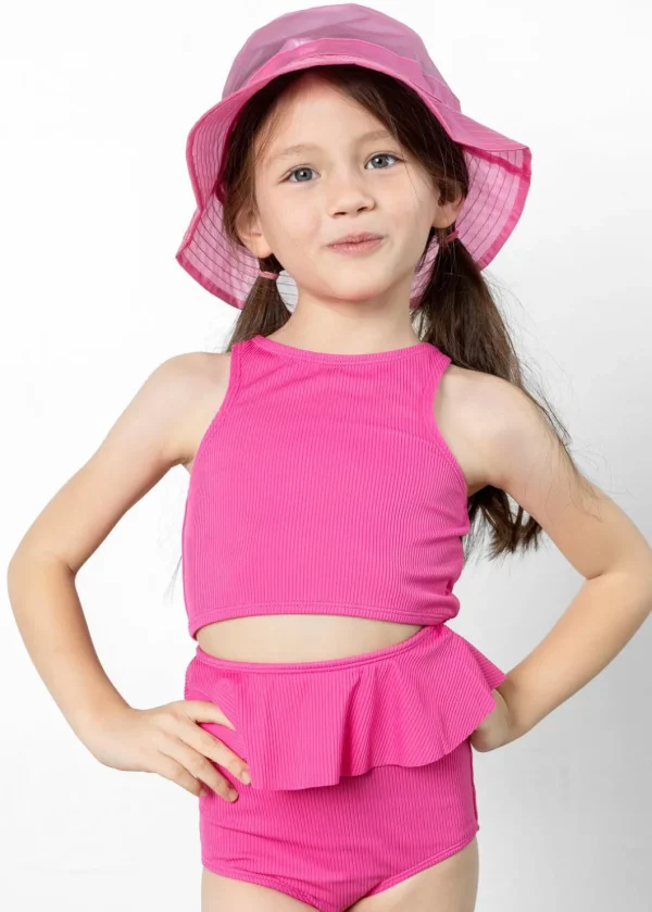 Ribbed Azalea Pink | Mini Peplum Bottoms
