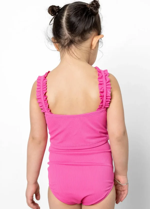 Ribbed Azalea Pink | Mini Bow Bottoms