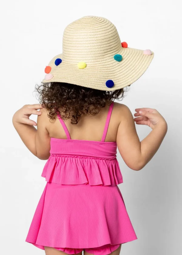 Ribbed Azalea Pink | Mini Peplum Top