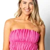 Ribbed Azalea Pink | Oversized Ruffle Top
