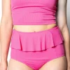Ribbed Azalea Pink | Peplum Bottoms