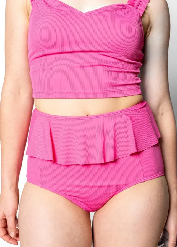 Ribbed Azalea Pink | Peplum Bottoms