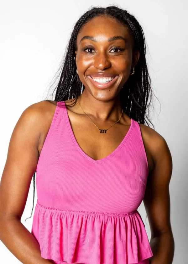 Ribbed Azalea Pink | V-Neck Top