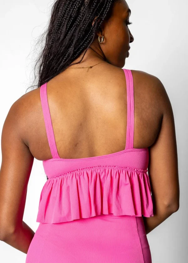 Ribbed Azalea Pink | V-Neck Top
