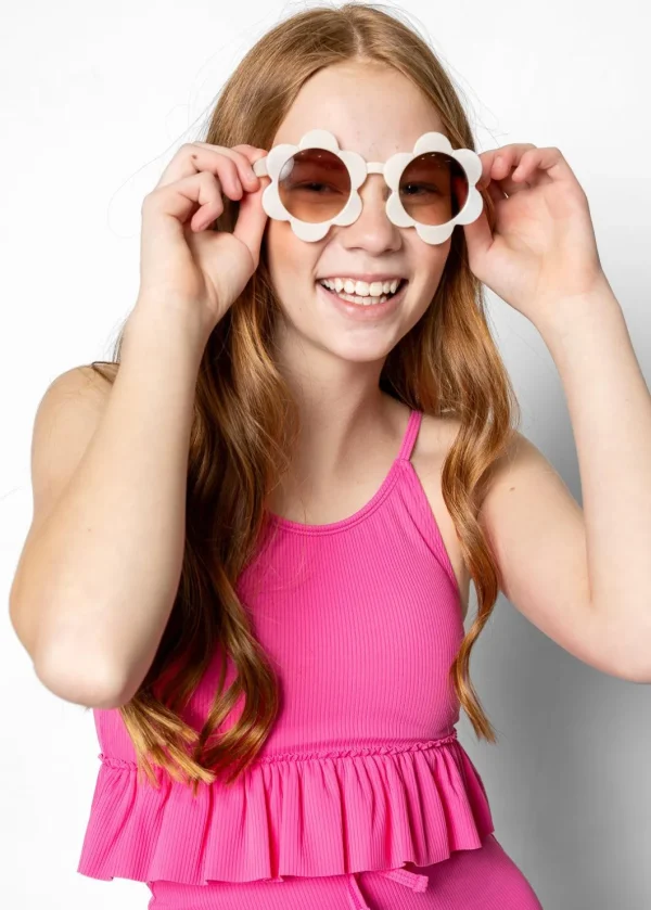 Ribbed Azalea Pink | Youth Peplum Top