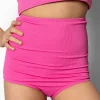 Ribbed Azalea Pink | Youth High-Waisted Bottoms