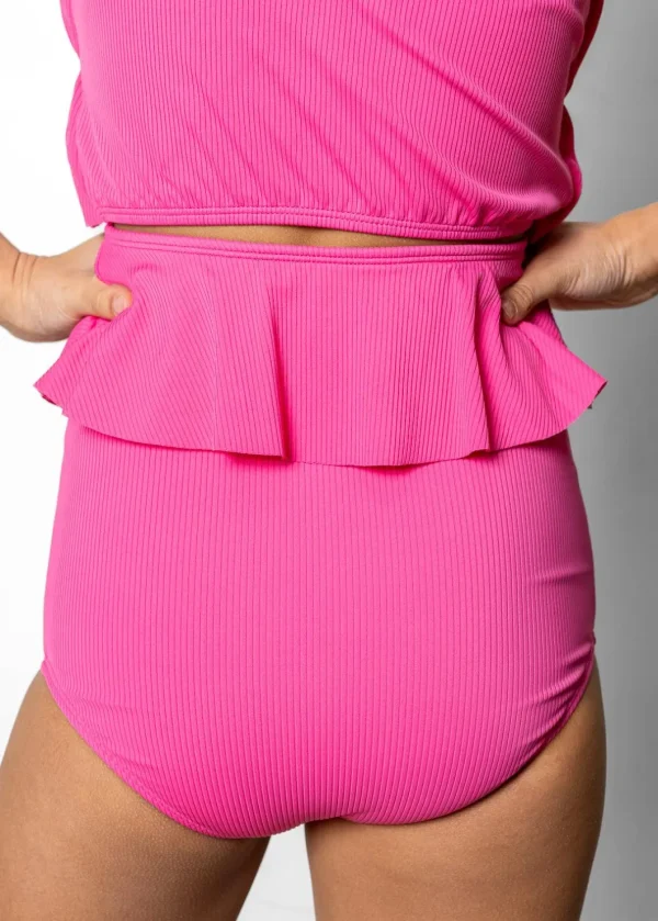 Ribbed Azalea Pink | Youth Peplum Bottoms